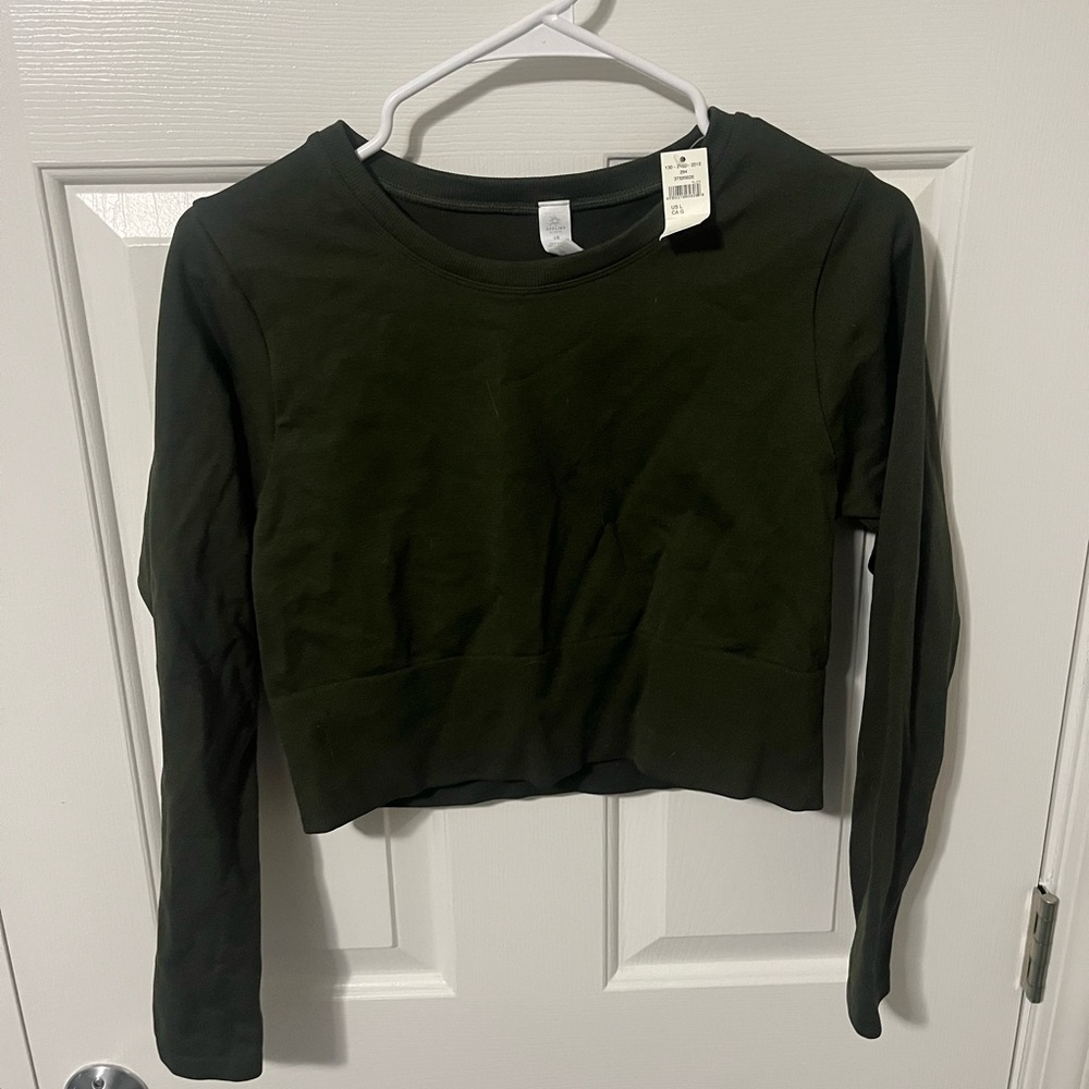 Aerie Women's Olive Long Sleeve Cropped Tee